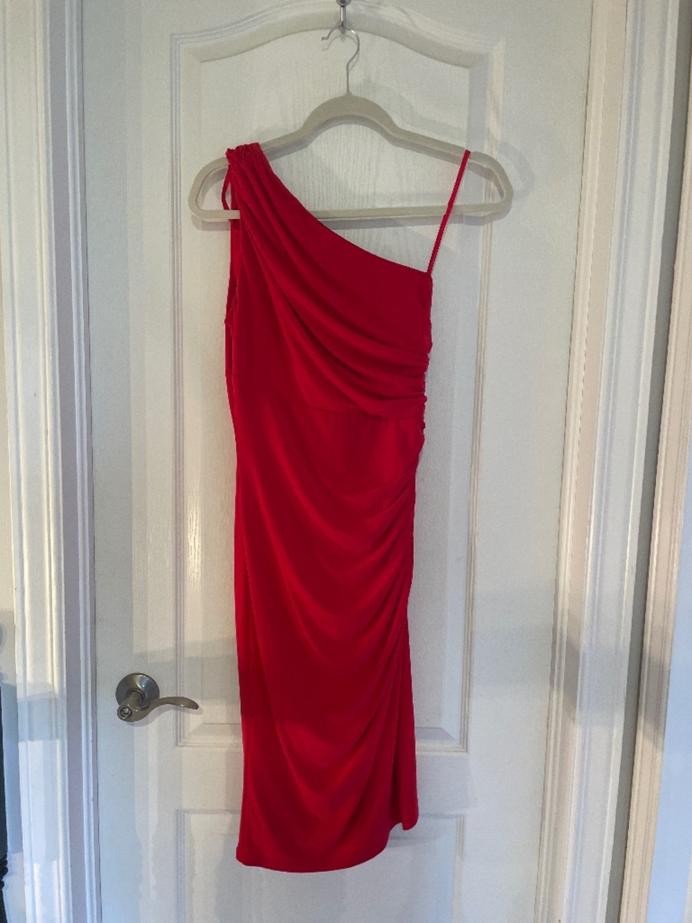 Le Château Red One-Shoulder Ruched Dress - Size Small
